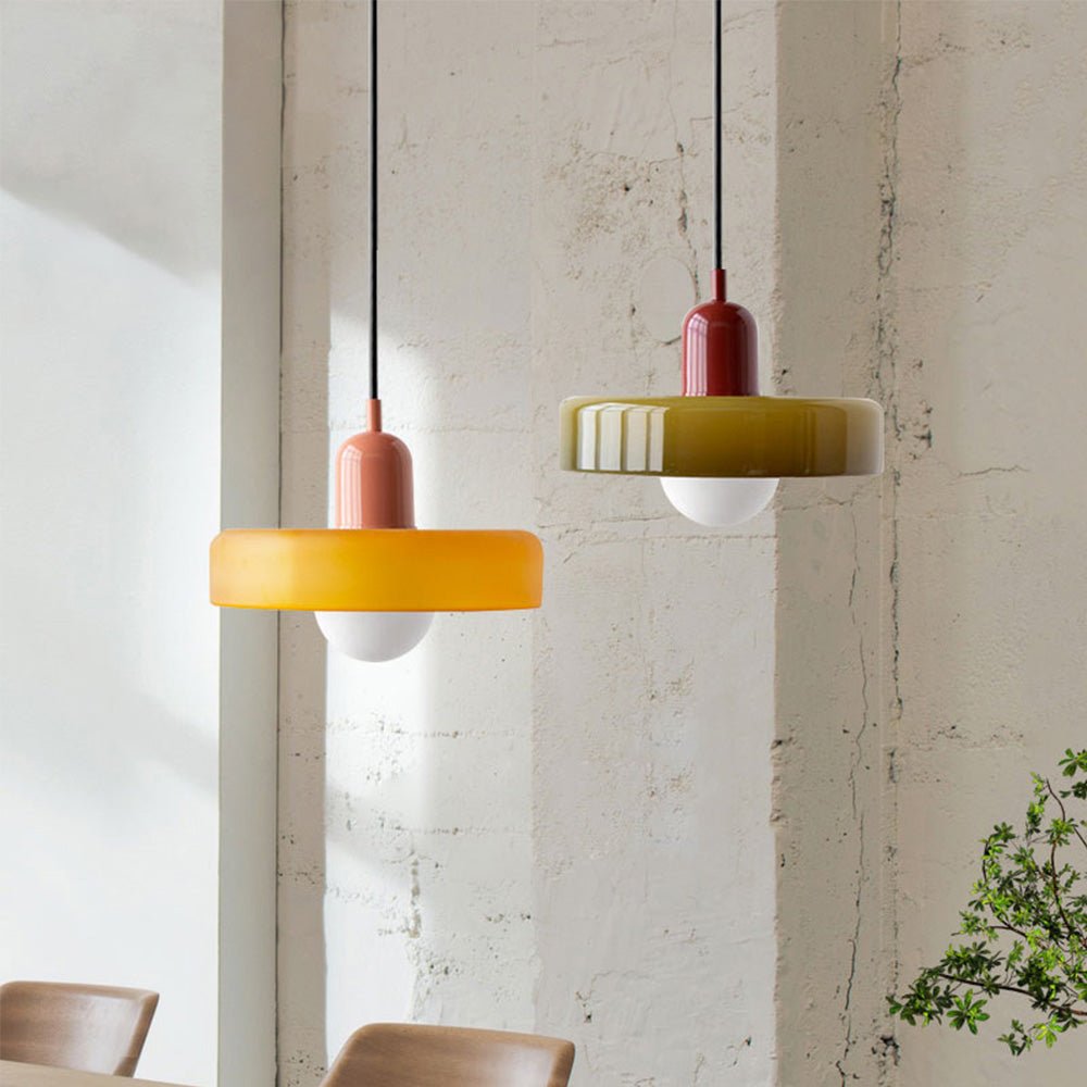 Lampa wisząca Bauhaus z kolorowego szkła – designerska lampa sufitowa