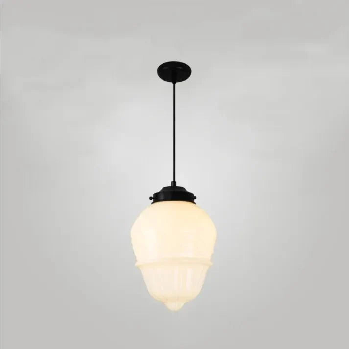 Vintage biała mleczna szklana geometryczna lampa wisząca