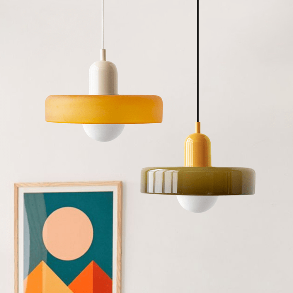 Lampa wisząca Bauhaus z kolorowego szkła – designerska lampa sufitowa