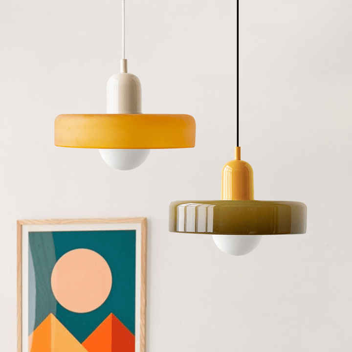 Lampa wisząca Bauhaus z kolorowego szkła – designerska lampa sufitowa