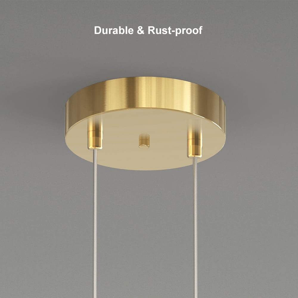 Lampa Wisząca 2-Świetlna Okrągła Złota Mosiężna