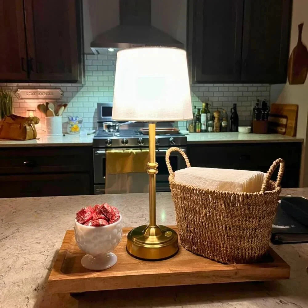 Lampa Stołowa LED Retro z Tkaniny Bezprzewodowa