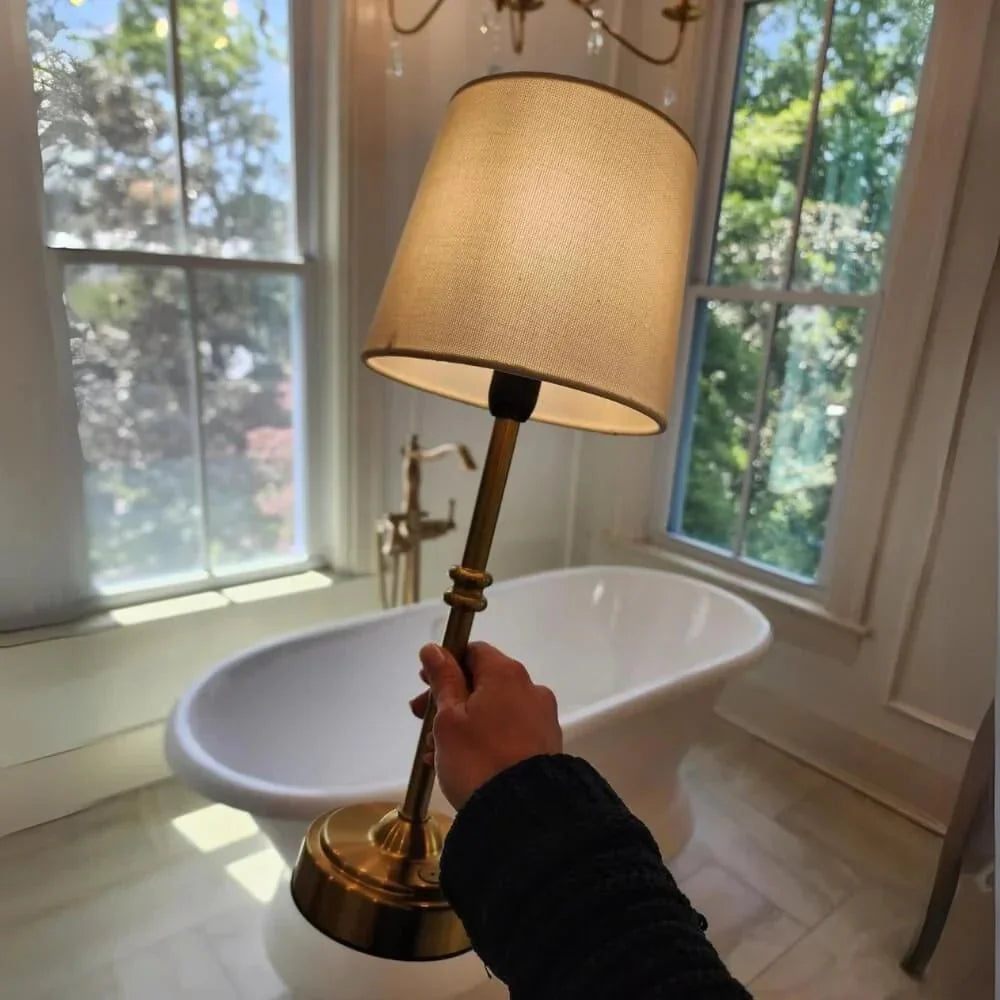 Lampa Stołowa LED Retro z Tkaniny Bezprzewodowa