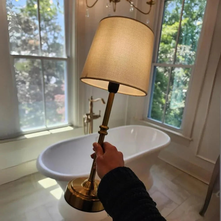 Lampa Stołowa LED Retro z Tkaniny Bezprzewodowa