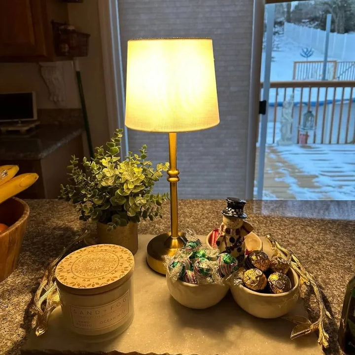 Lampa Stołowa LED Retro z Tkaniny Bezprzewodowa