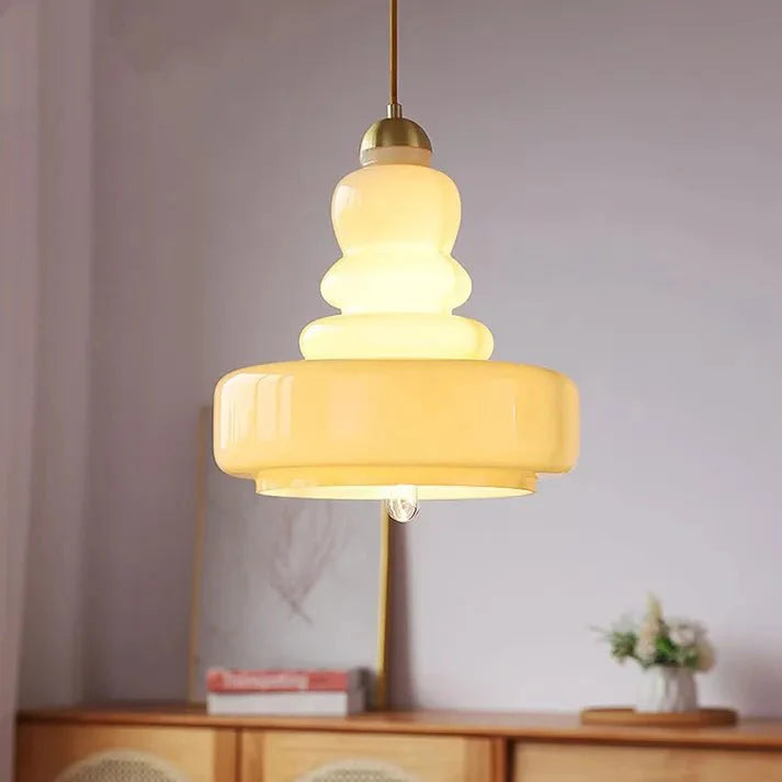 Lampa wisząca Bauhaus z szklanym kalebasem