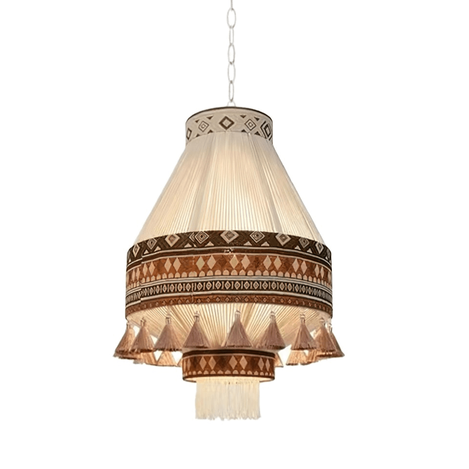 Boho Lampa Wisząca z Frędzlami
