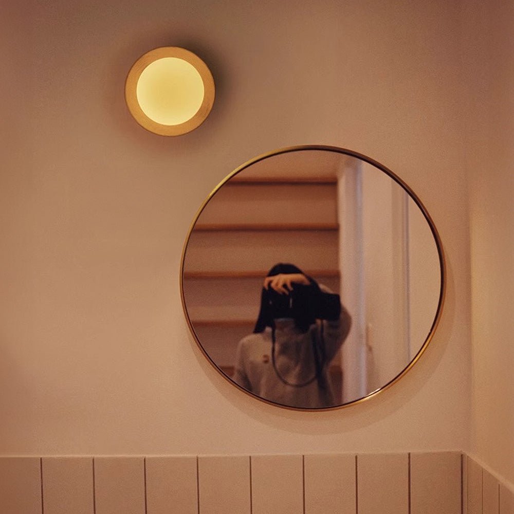 Naturalne drewno biała Prosta lampa ścienna