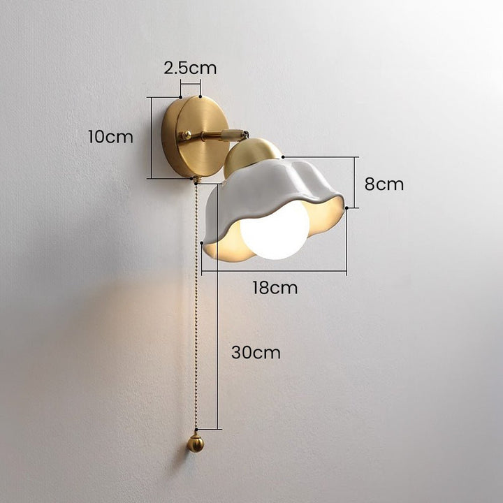 Retro Francuska Biała Kwiatowa Lampa Ścienna