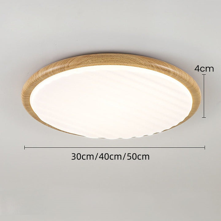 Okrąła, drewniana, zagięta lampa sufitowa LED do sypialni