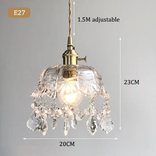 Raysis - Przezroczysta szklana lampa wisząca z kryształami