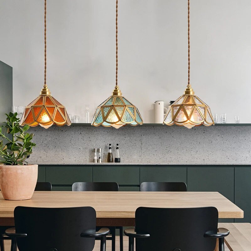 Lampa wisząca witrażowa