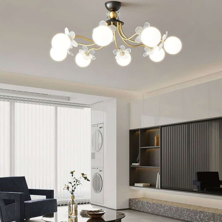 Szklany żyrandol z kwiatem