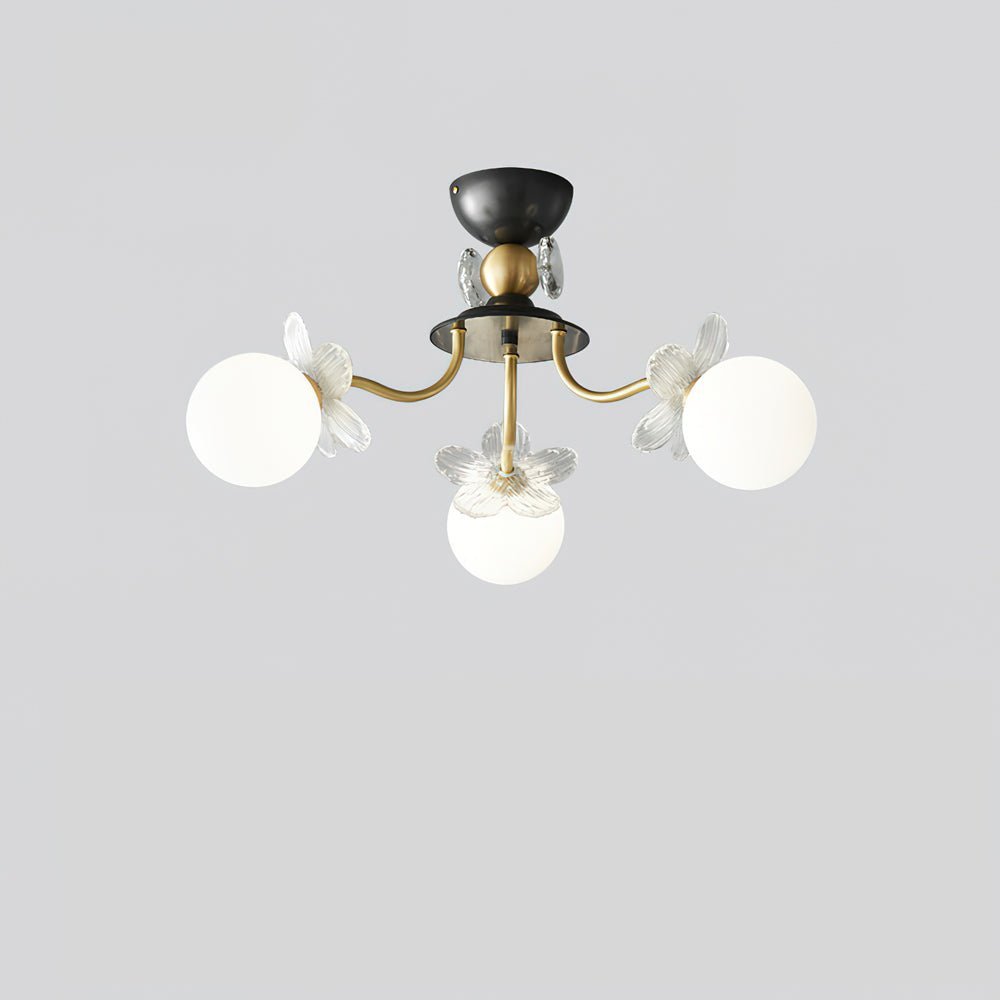 Szklany żyrandol z kwiatem