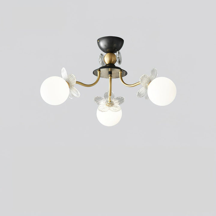 Szklany żyrandol z kwiatem