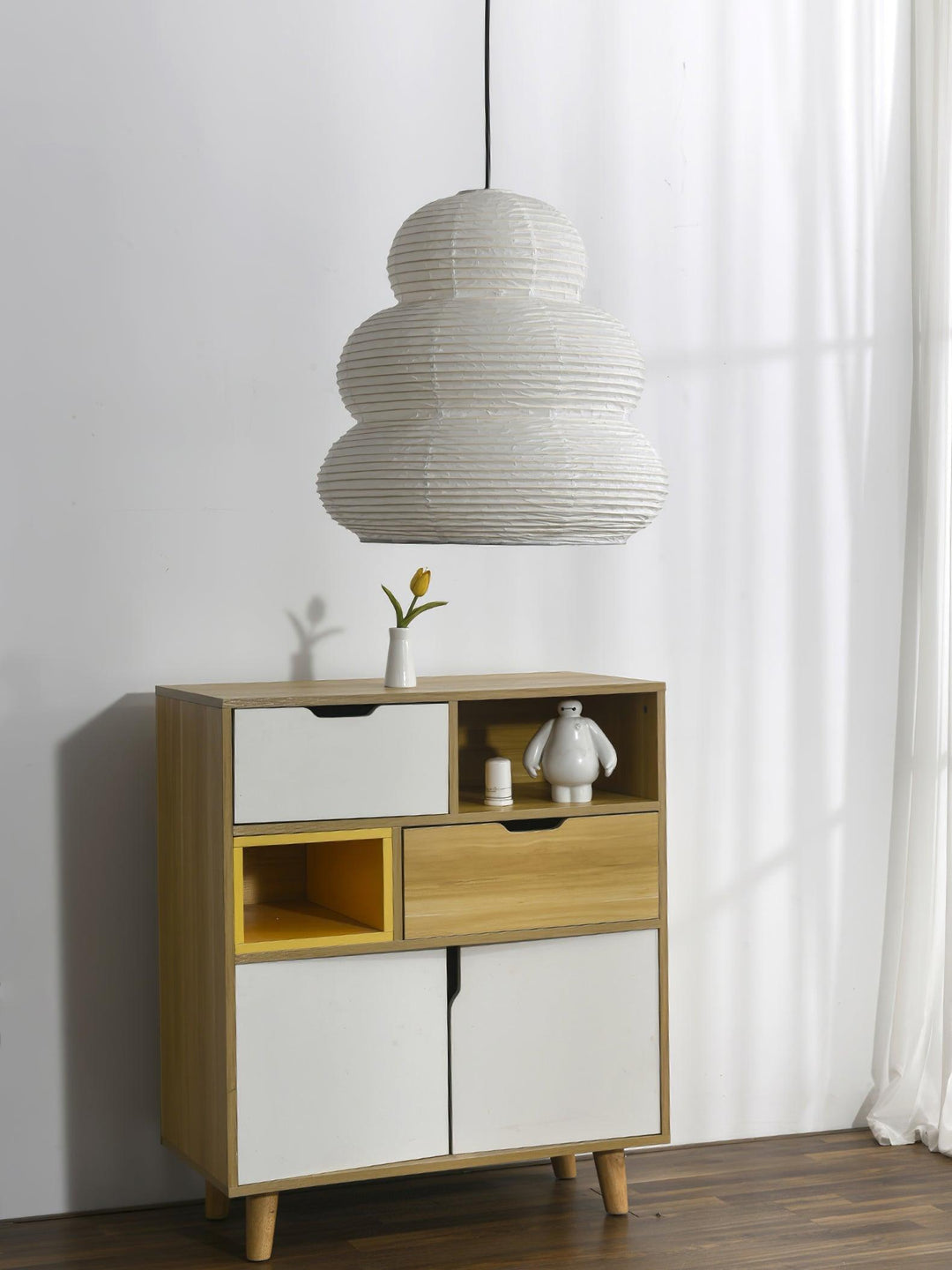 Lampa wisząca z papieru ryżowego