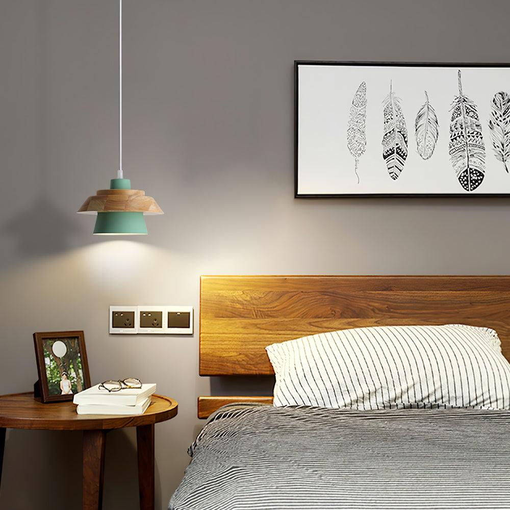 Lampa Wisząca Kamienna Drewniana