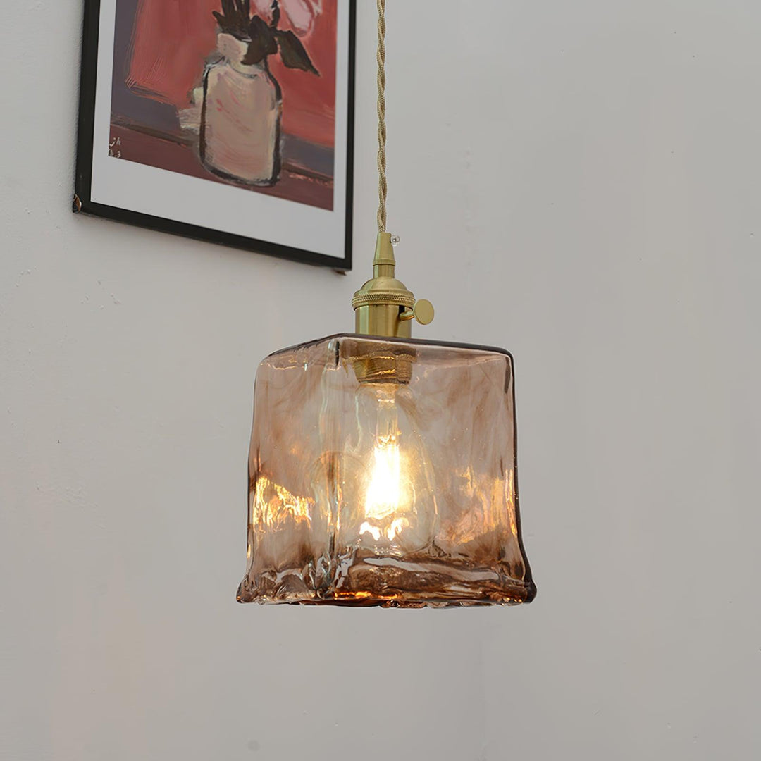 Vintage brązowa szklana lampa wisząca