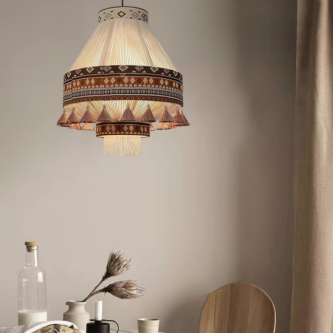 Boho Lampa Wisząca z Frędzlami