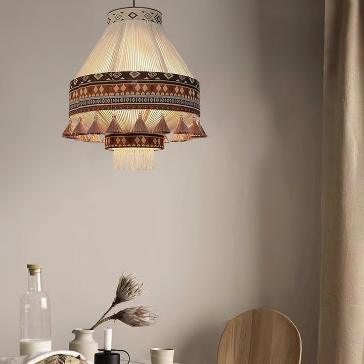 Boho Lampa Wisząca z Frędzlami
