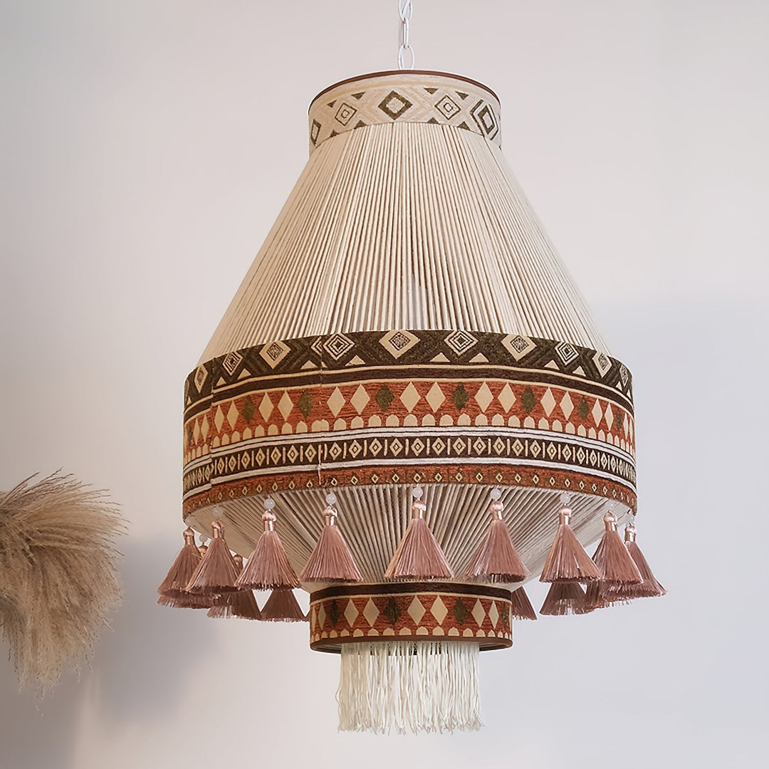 Boho Lampa Wisząca z Frędzlami