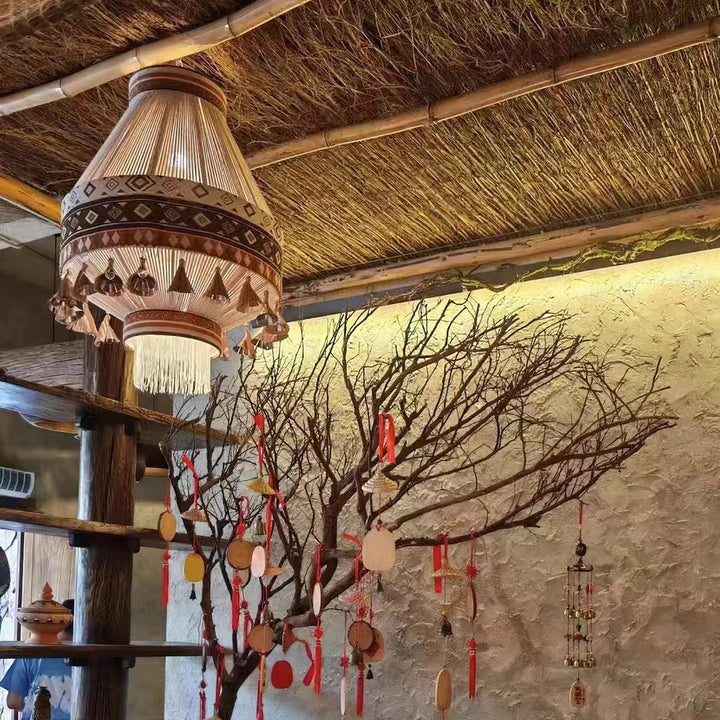 Boho Lampa Wisząca z Frędzlami