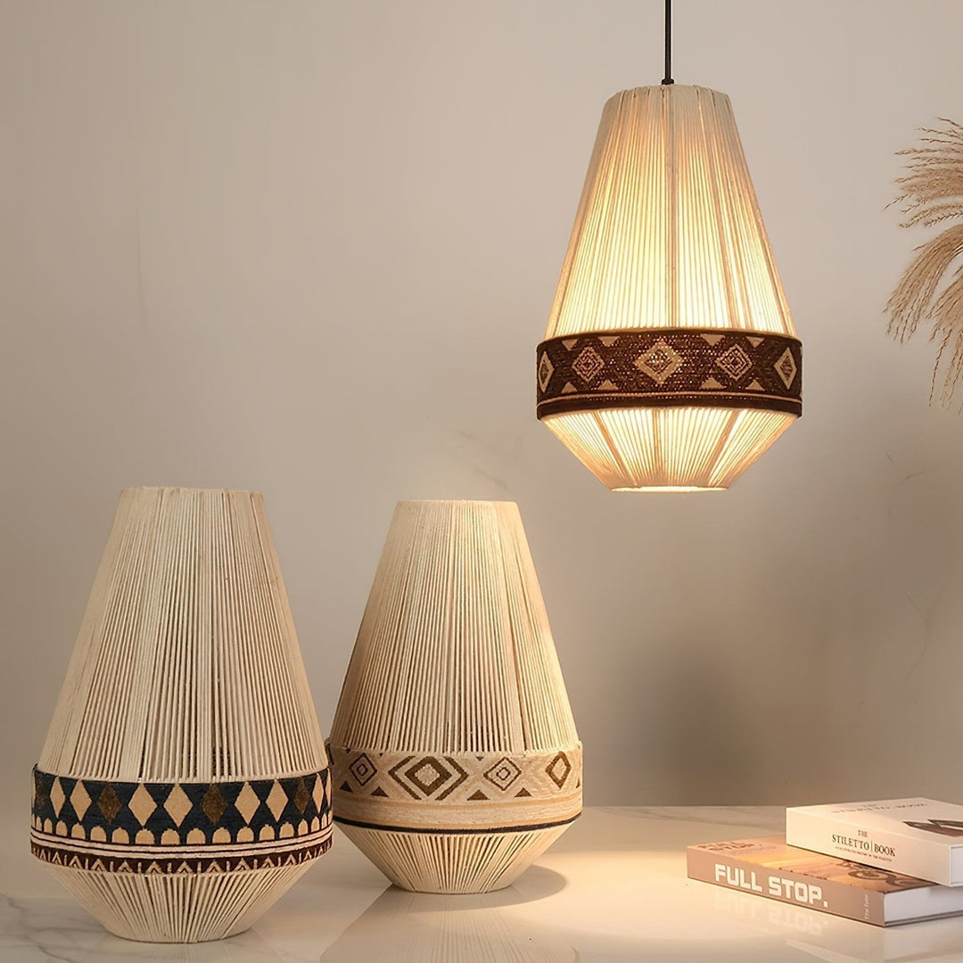 Boho Lampa Wisząca z Frędzlami