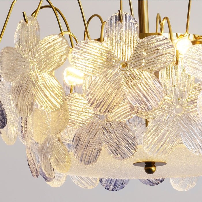 Wintage żyrandol w kształcie kwiatu z witrażowego szkła do salonu