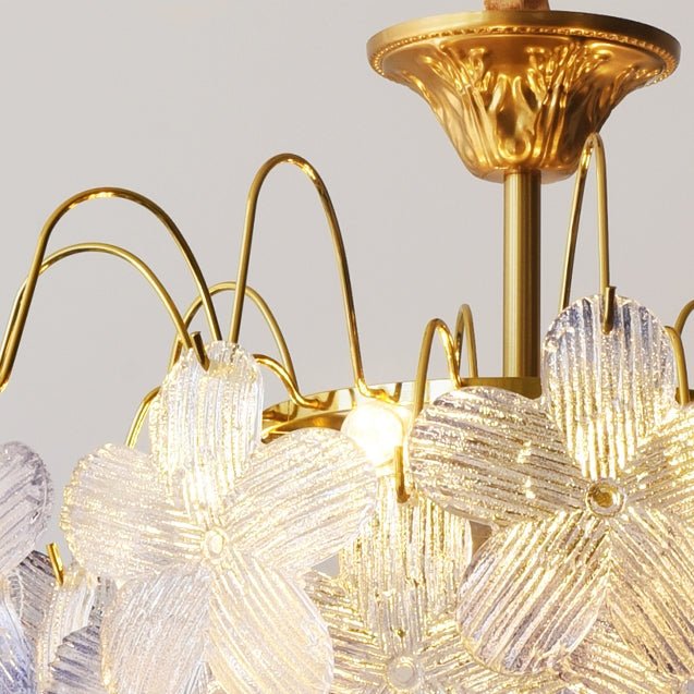 Wintage żyrandol w kształcie kwiatu z witrażowego szkła do salonu