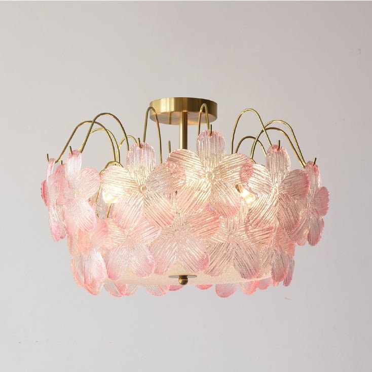 Wintage żyrandol w kształcie kwiatu z witrażowego szkła do salonu