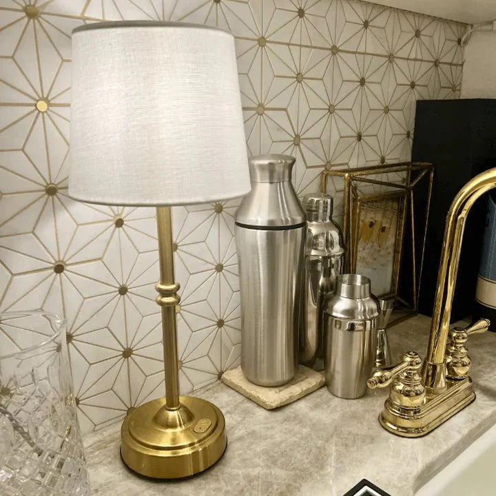 Lampa Stołowa LED Retro z Tkaniny Bezprzewodowa