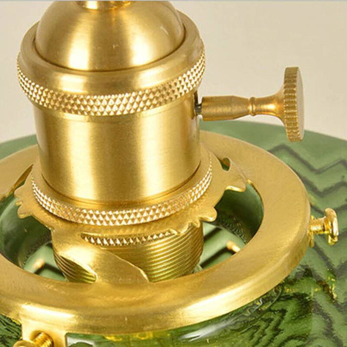 Vintage Kryształowa Lampa Wisząca – Zielone Szkło