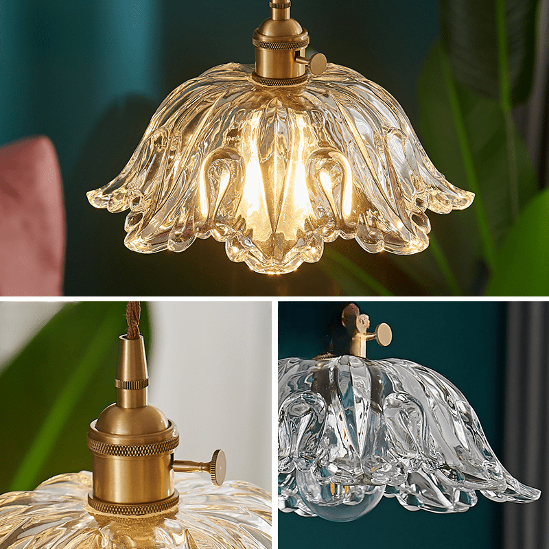 Szklana Lampa Wisząca Kwiat