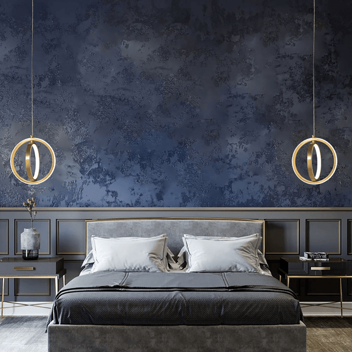 Złota Geometria Lampa Wisząca 2-Pierścieniowa LED w Mosiądzu