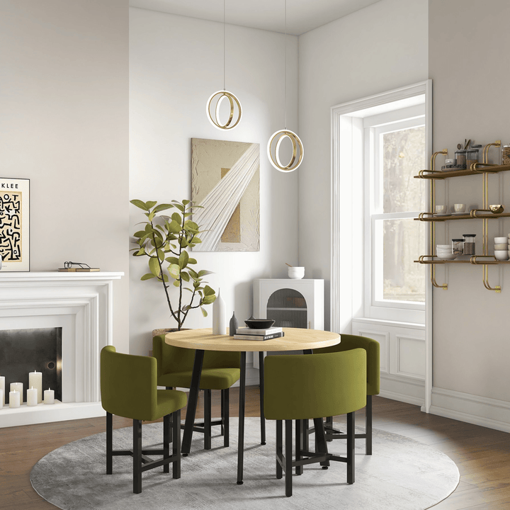 Złota Geometria Lampa Wisząca 2-Pierścieniowa LED w Mosiądzu