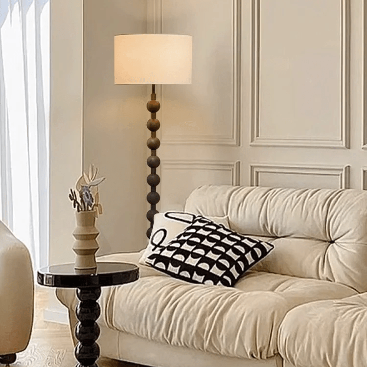 Lampka podłogowa Japandi z drewna