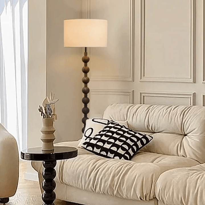 Lampka podłogowa Japandi z drewna