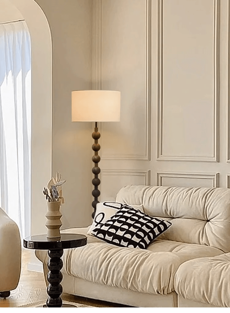 Lampka podłogowa Japandi z drewna