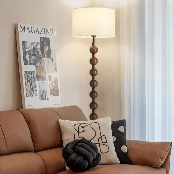 Lampka podłogowa Japandi z drewna