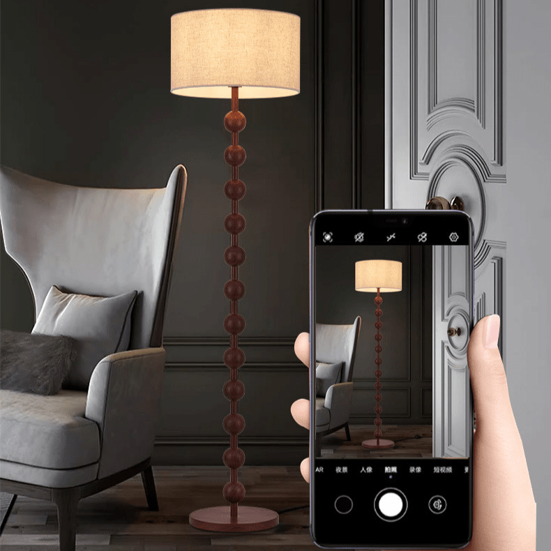 Lampka podłogowa Japandi z drewna