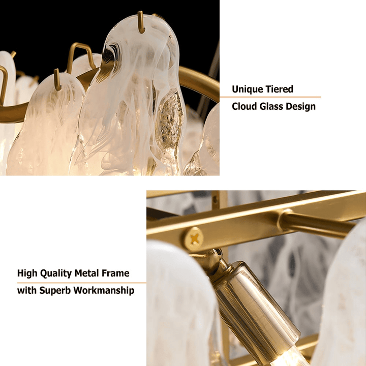 Nowoczesny żyrandol szklany 6-ramienny z chmurkami i regulowanymi kablami