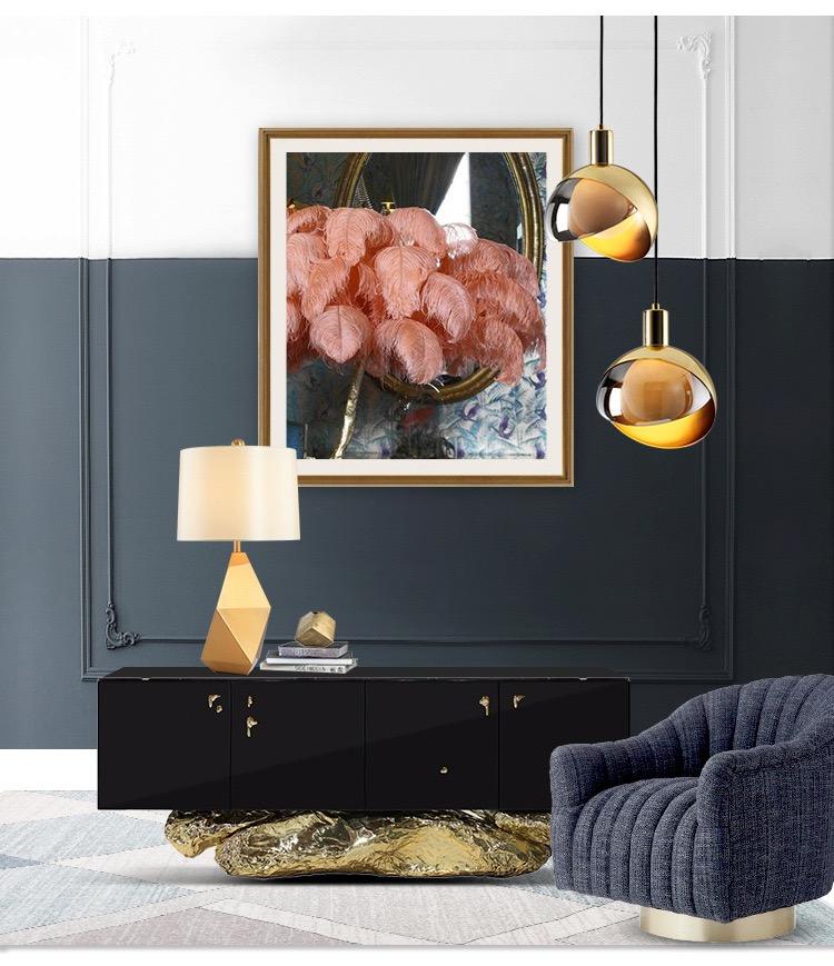 Nowoczesna złota szklana lampa wisząca