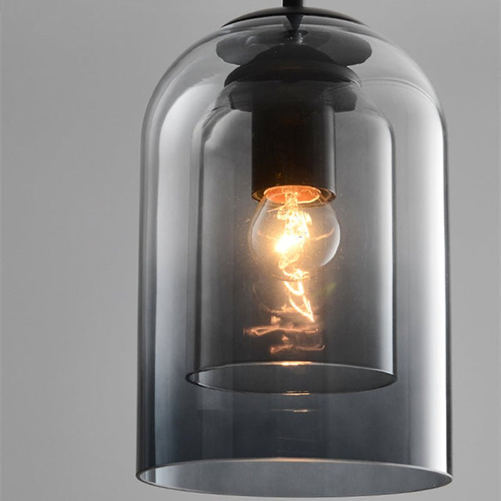 Lampa wisząca Mica w stylu mid-century z podwójnym szkłem