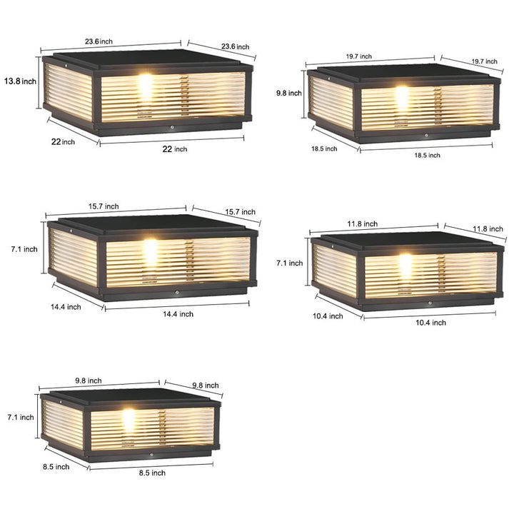 Kwadratowa, żebrowana lampa słupkowa do montażu na zewnątrz