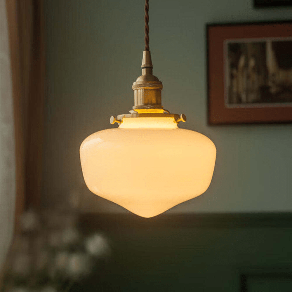 Retro mosiężna lampa wisząca z lampionem