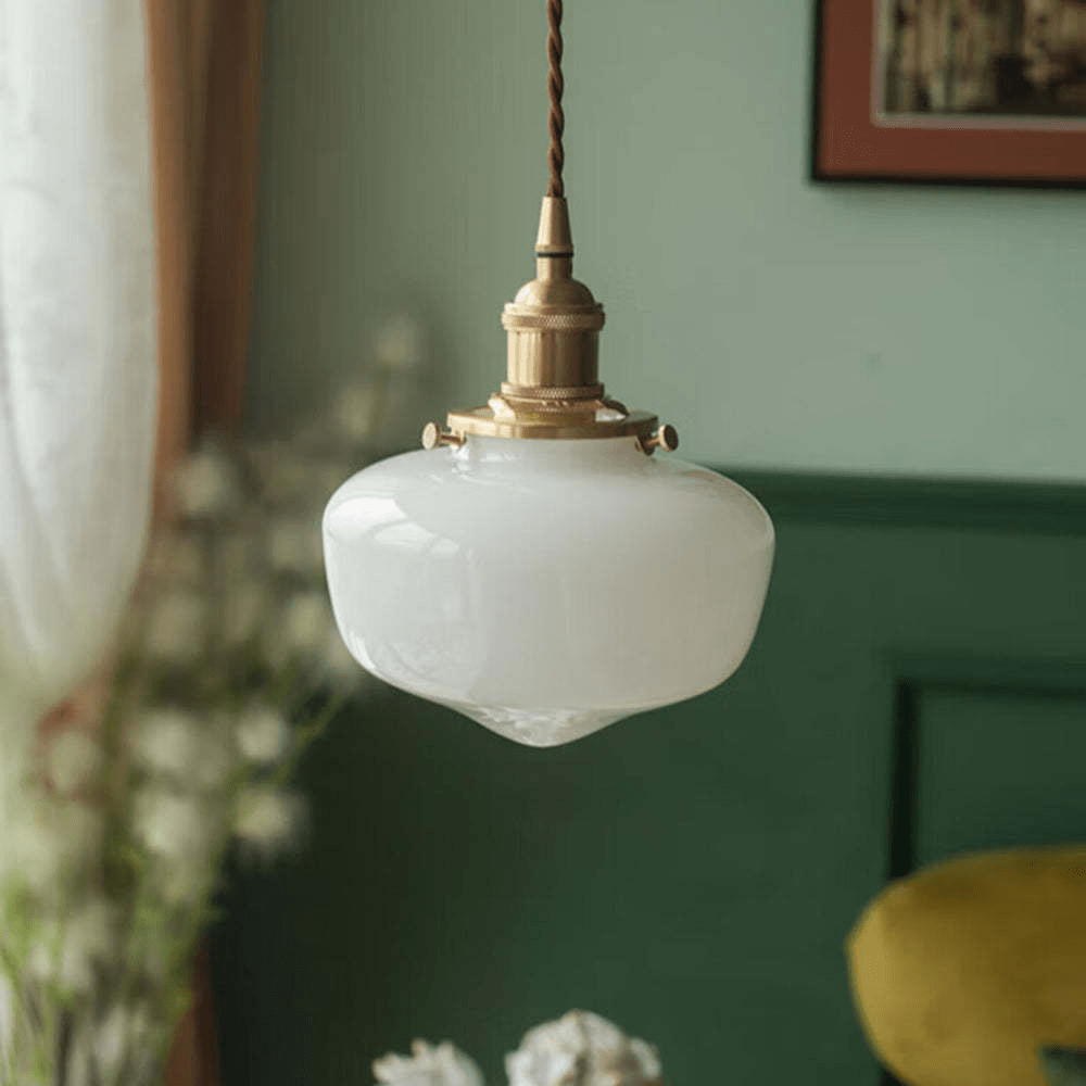 Retro mosiężna lampa wisząca z lampionem
