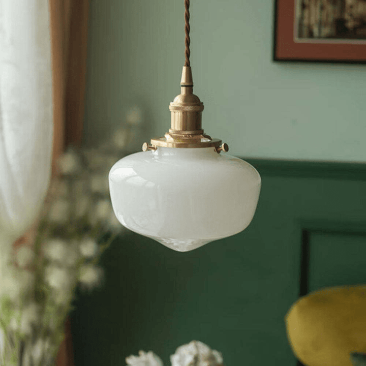 Retro mosiężna lampa wisząca z lampionem
