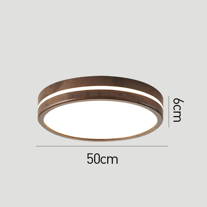 Okrągła Drewniana Lampa Sufitowa