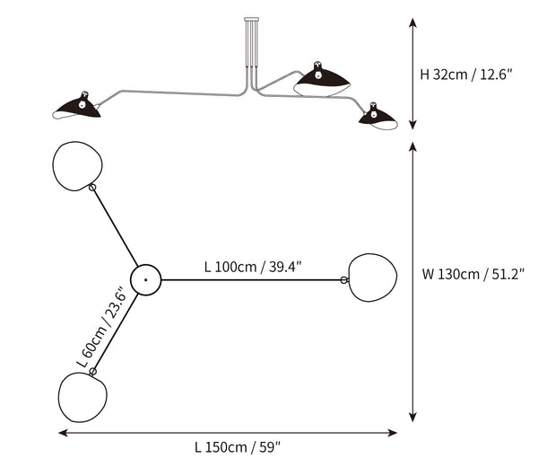 Lampa sufitowa Serge Mouille A