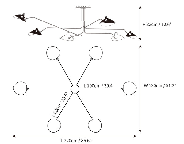 Lampa sufitowa Serge Mouille A